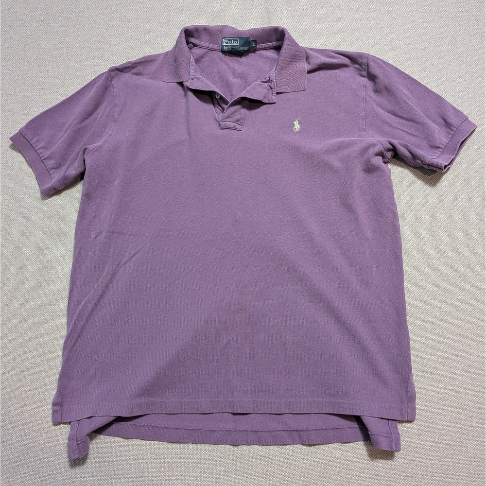 Polo Ralph Lauren Men's Purple L Pique Cotton Short Sleeve Polo Shirt